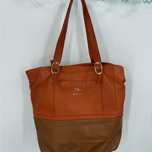 Emma Fox leather color block overnight shoulder leather tote bag multipurpose